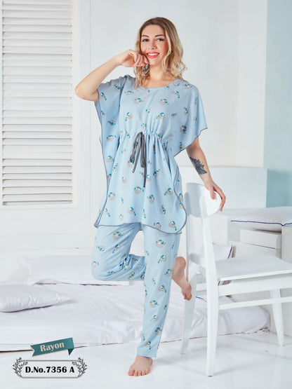 73423 Faith Lady Rayon Kaftan Night Suits