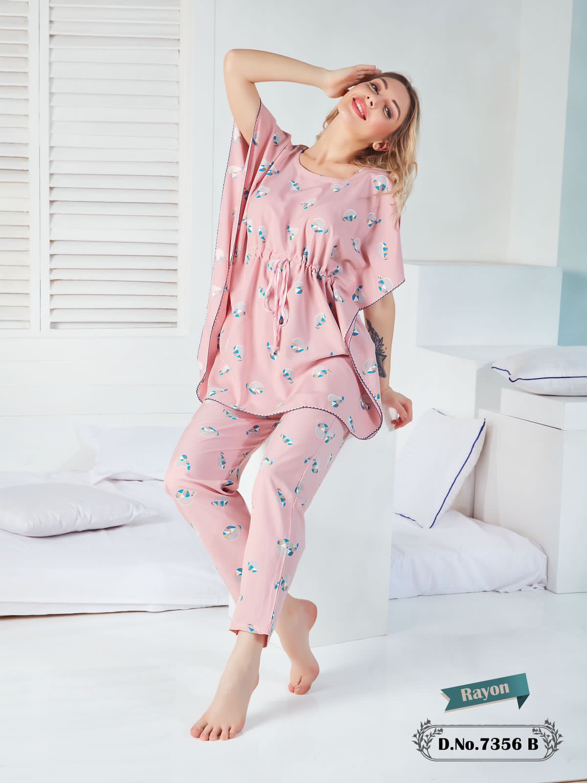 73423 Faith Lady Rayon Kaftan Night Suits