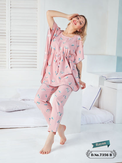 73423 Faith Lady Rayon Kaftan Night Suits