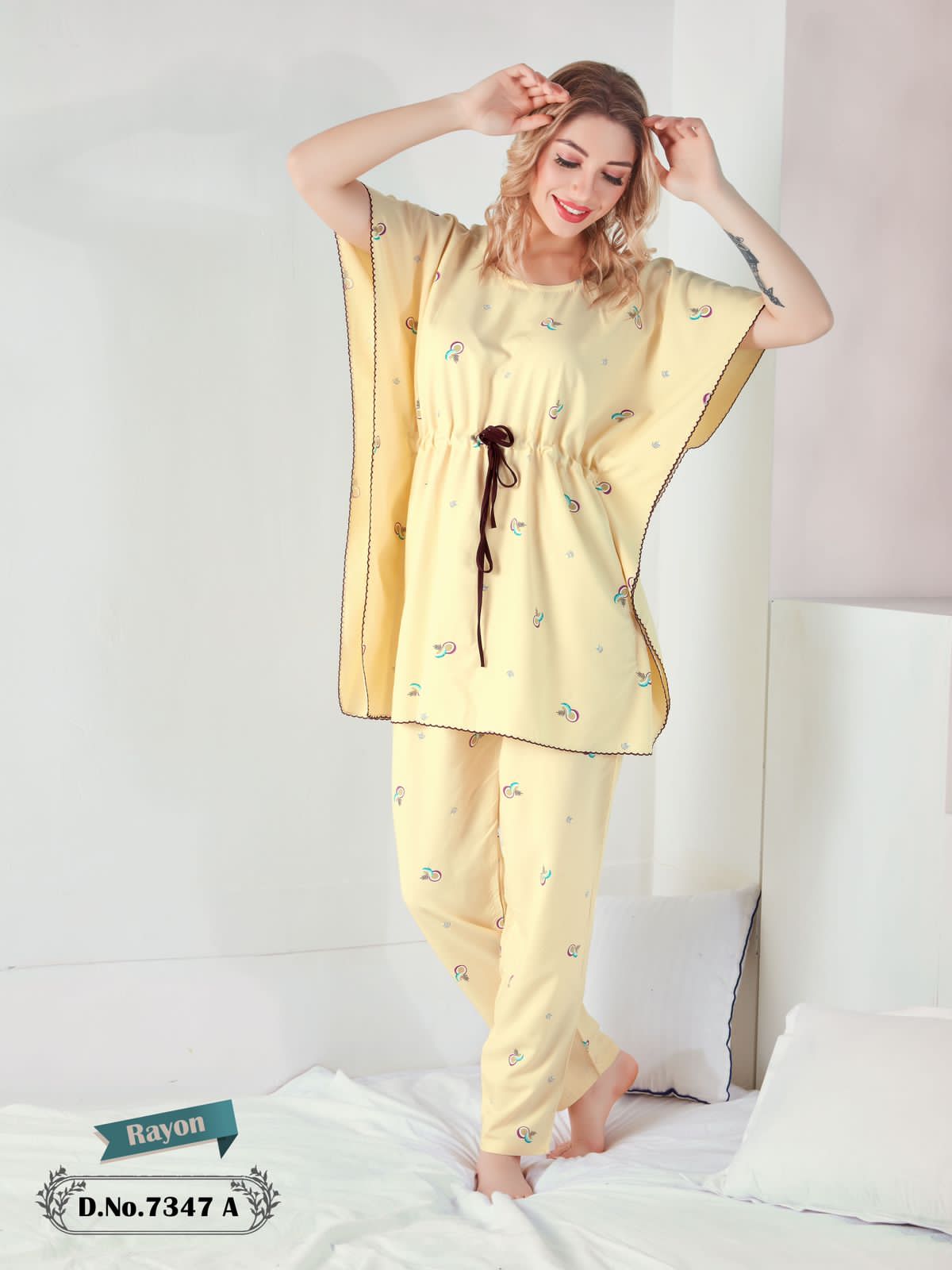 73423 Faith Lady Rayon Kaftan Night Suits