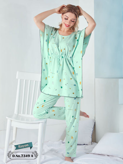 73423 Faith Lady Rayon Kaftan Night Suits