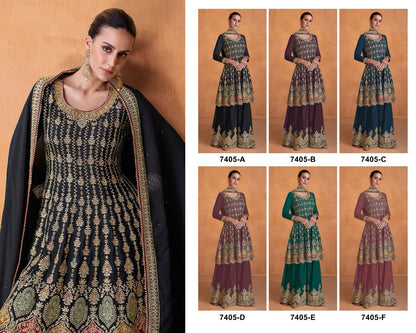 7405 Aashirwad Creation Georgette Plazzo Style Suits