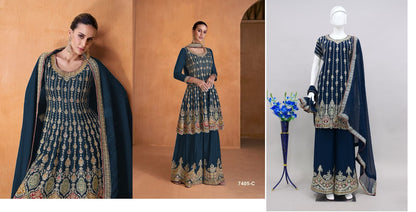 7405 Aashirwad Creation Georgette Plazzo Style Suits