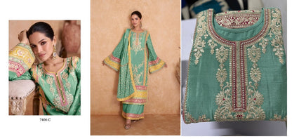 7406 Vedika Chinon Readymade Suits