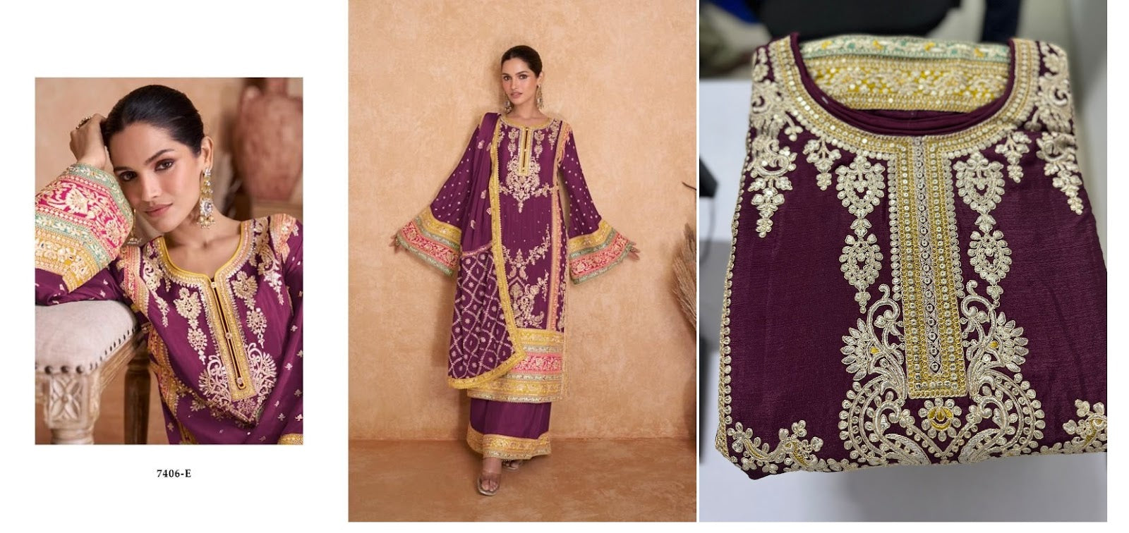 7406 Vedika Chinon Readymade Suits