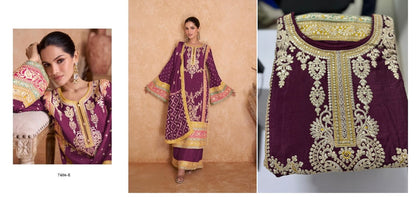 7406 Vedika Chinon Readymade Suits