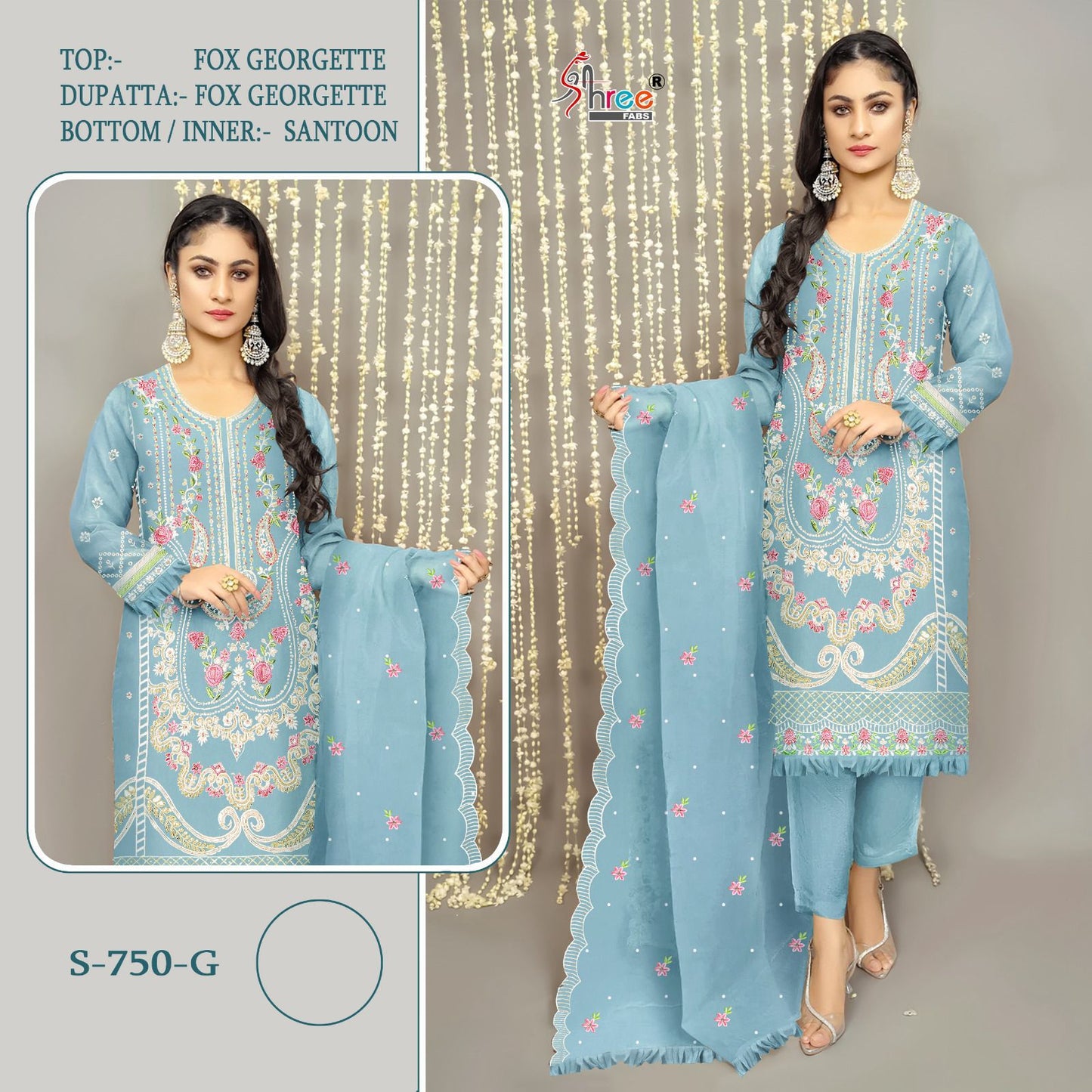 750 Shree Fabs Fox Georgette Pakistani Salwar Suits