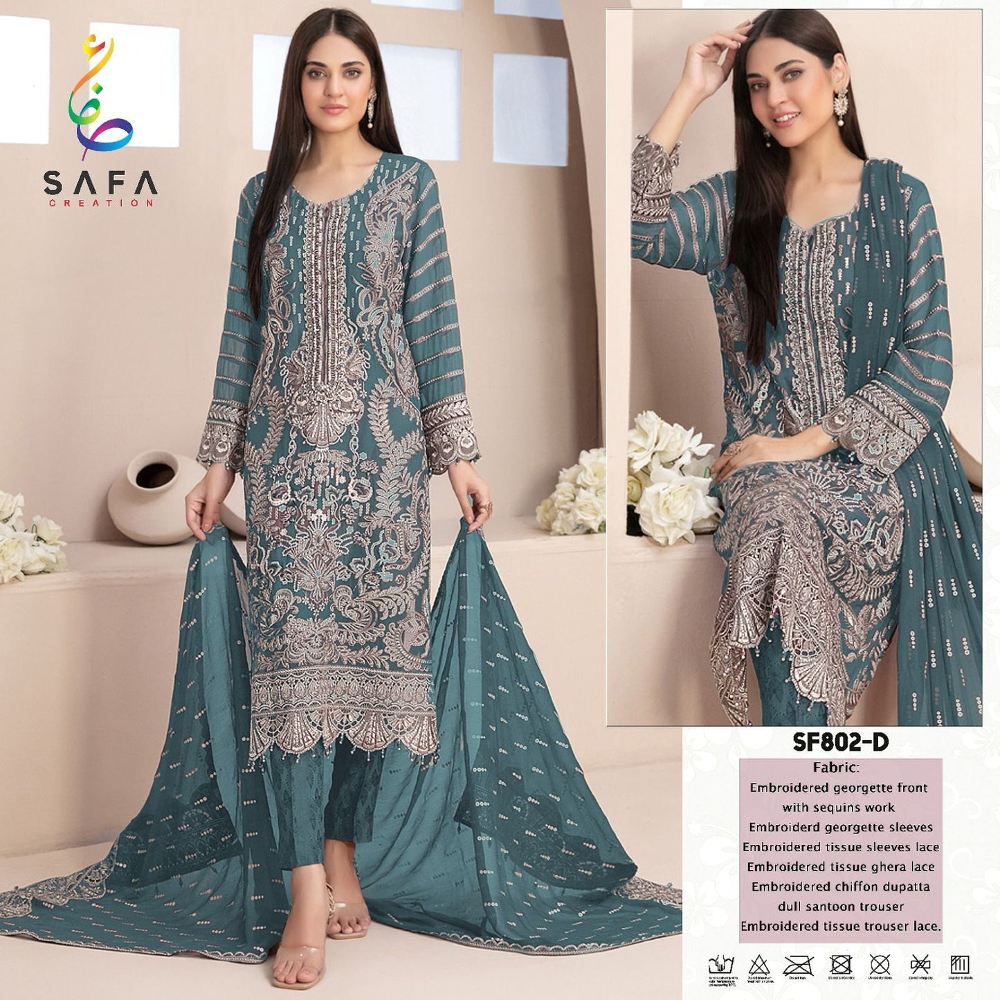 802 Safa Creation Georgette Pakistani Salwar Suits