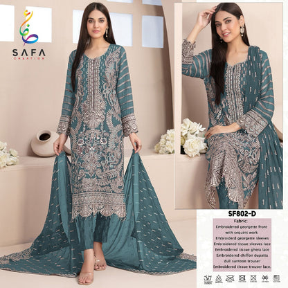 802 Safa Creation Georgette Pakistani Salwar Suits