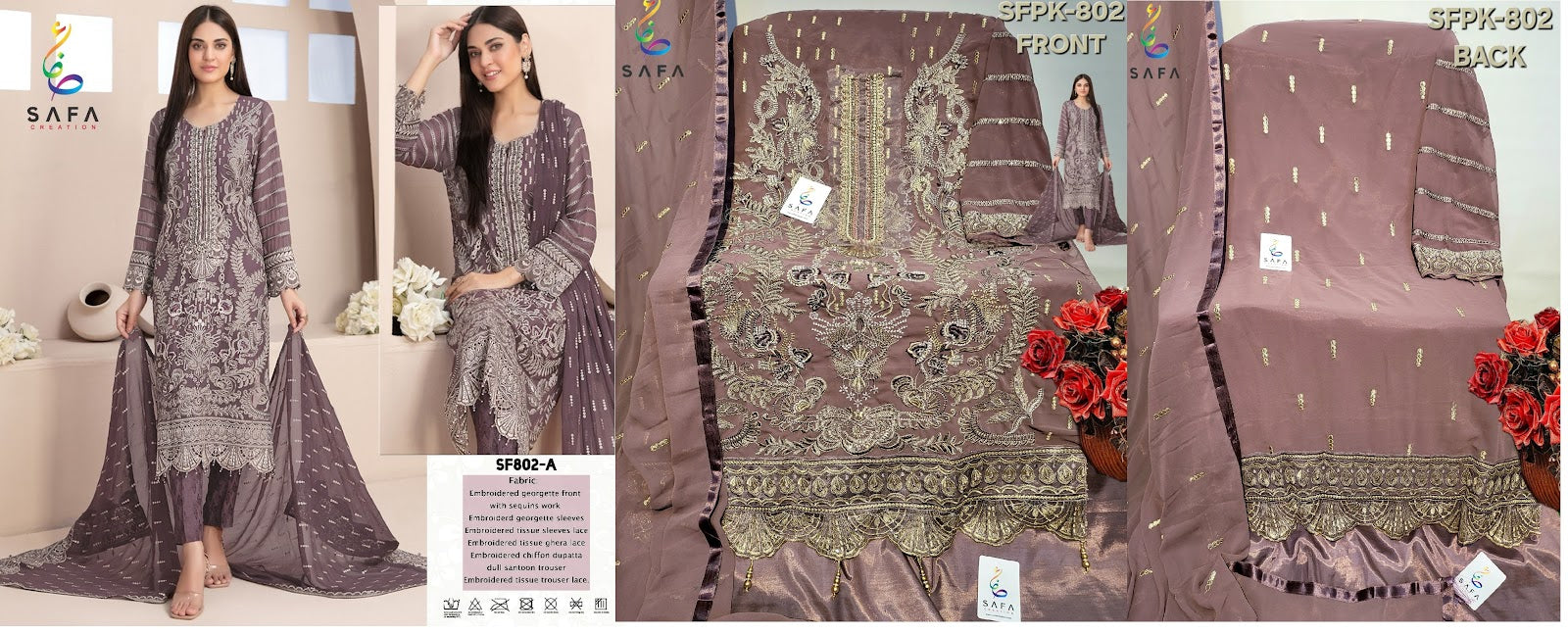 802 Safa Creation Georgette Pakistani Salwar Suits