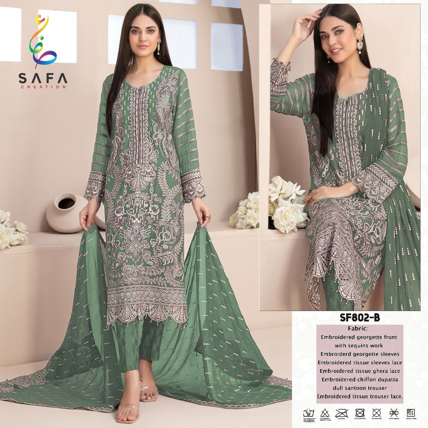 802 Safa Creation Georgette Pakistani Salwar Suits