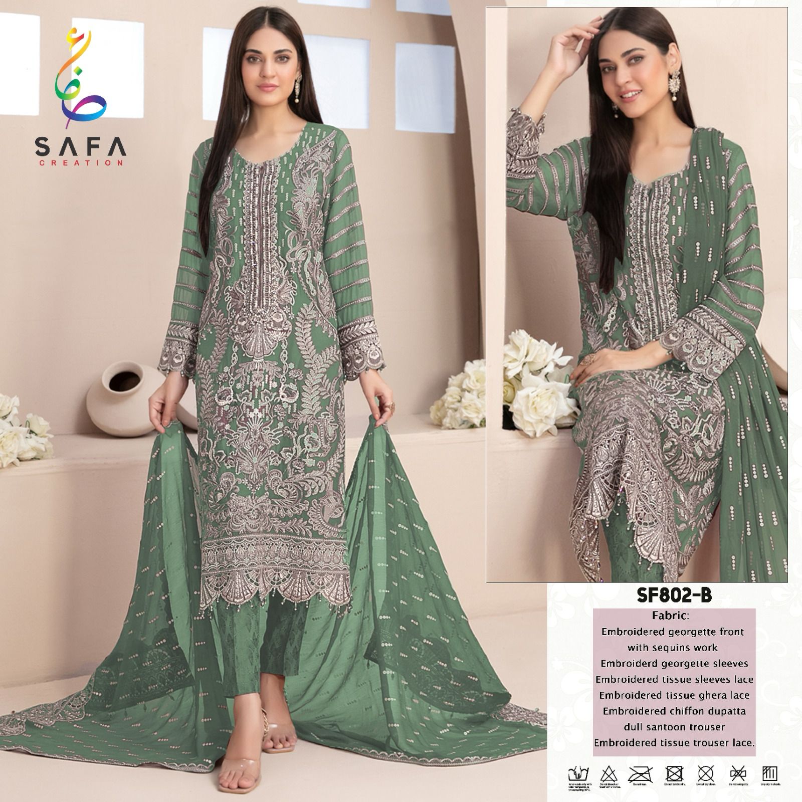 802 Safa Creation Georgette Pakistani Salwar Suits