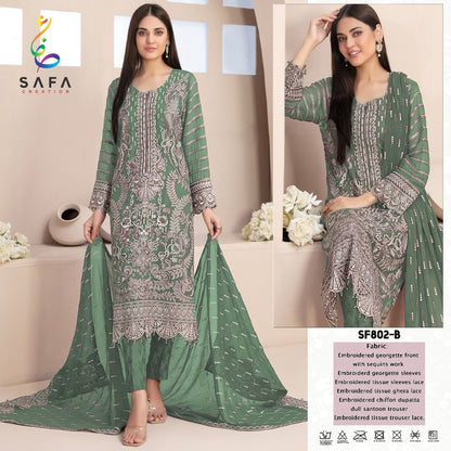 802 Safa Creation Georgette Pakistani Salwar Suits