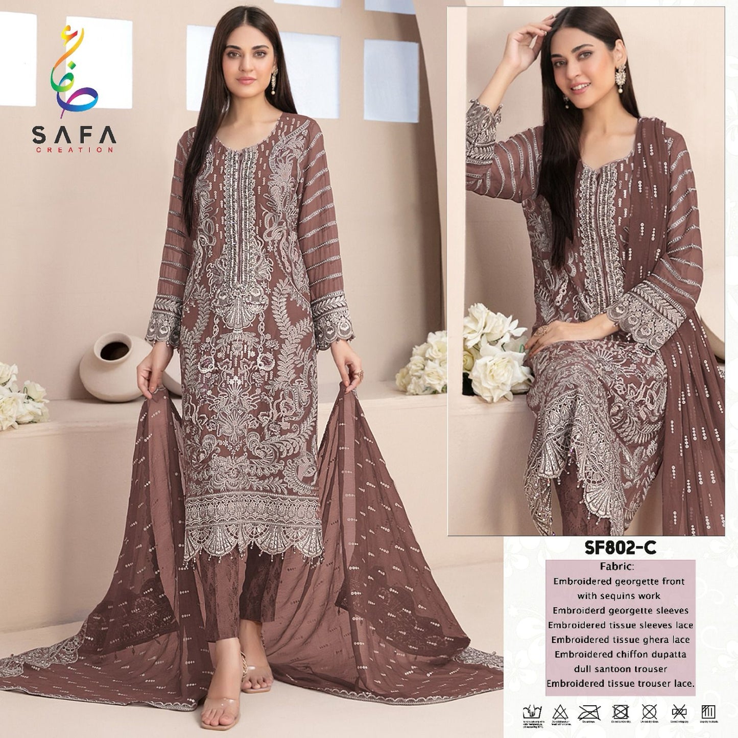 802 Safa Creation Georgette Pakistani Salwar Suits