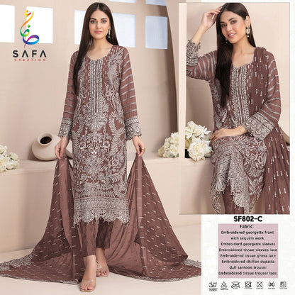 802 Safa Creation Georgette Pakistani Salwar Suits