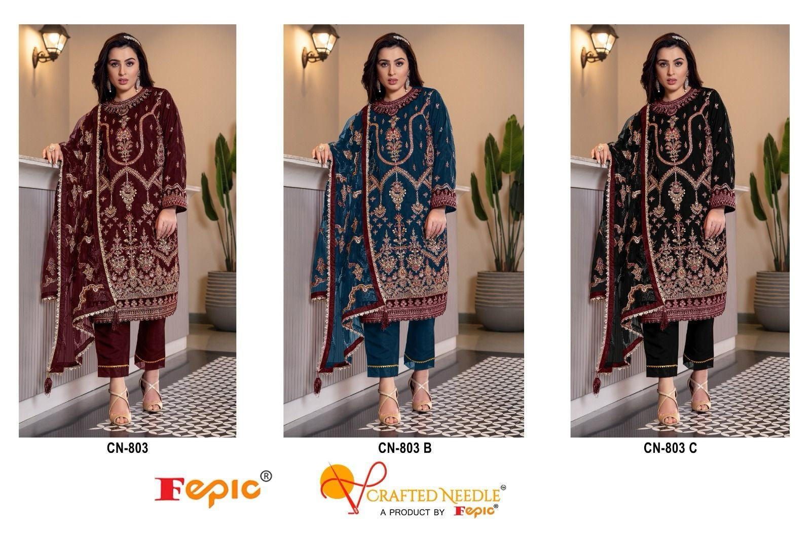 803 Crafted Needle Organza Pakistani Readymade Suits