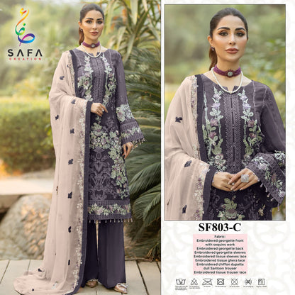 803 Safa Creation Georgette Pakistani Salwar Suits
