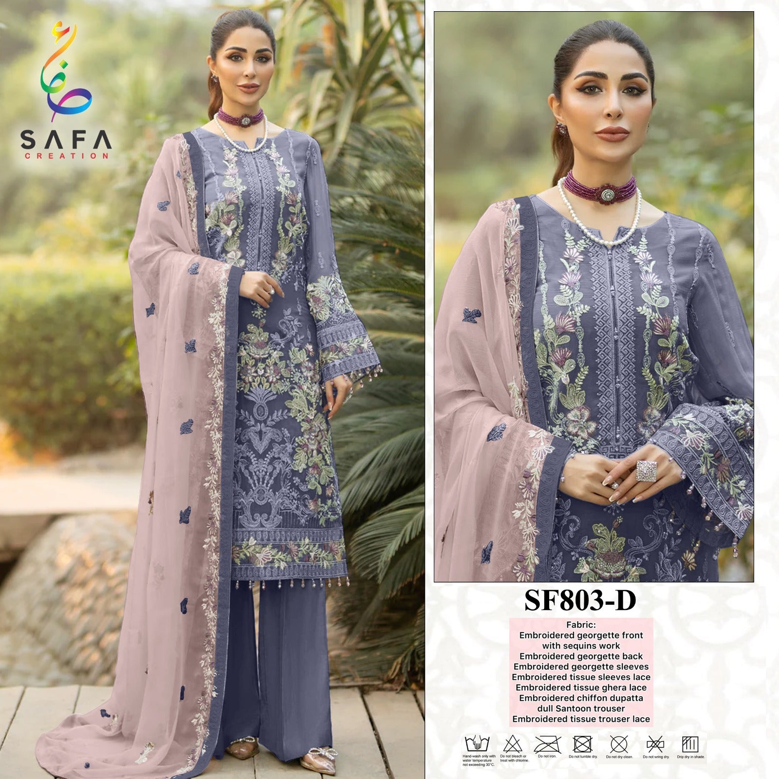 803 Safa Creation Georgette Pakistani Salwar Suits