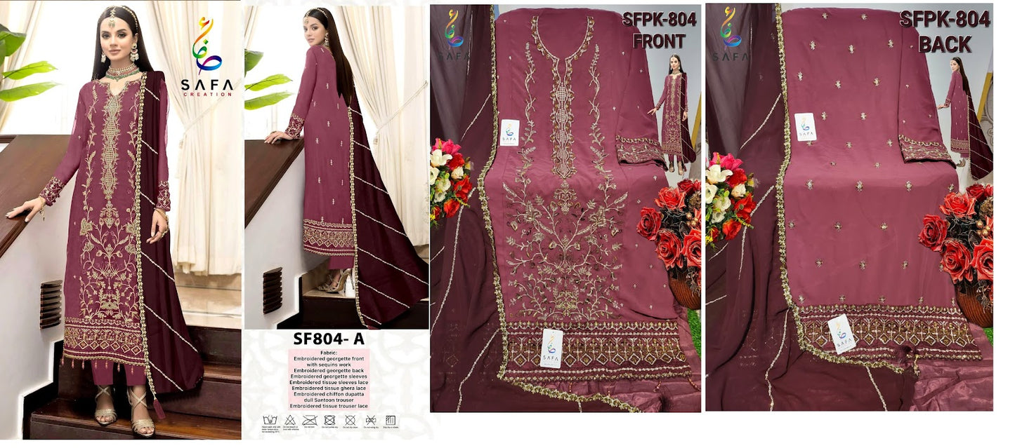 804 Safa Creation Georgette Pakistani Salwar Suits