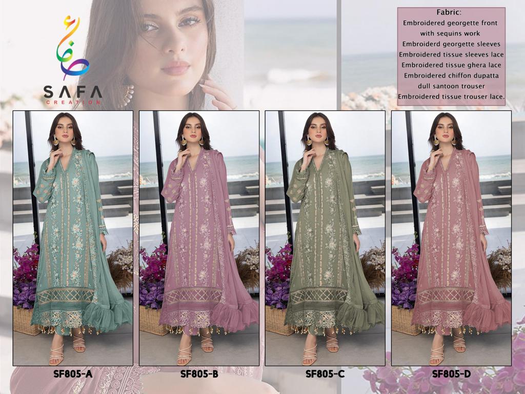 805 Safa Creation Georgette Pakistani Salwar Suits