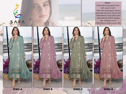 805 Safa Creation Georgette Pakistani Salwar Suits