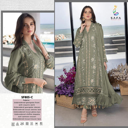 805 Safa Creation Georgette Pakistani Salwar Suits