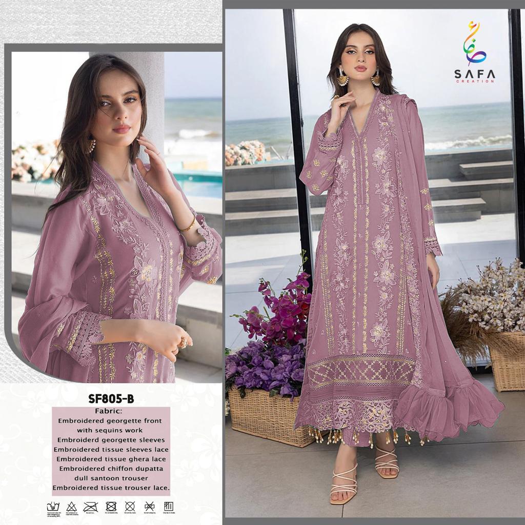 805 Safa Creation Georgette Pakistani Salwar Suits