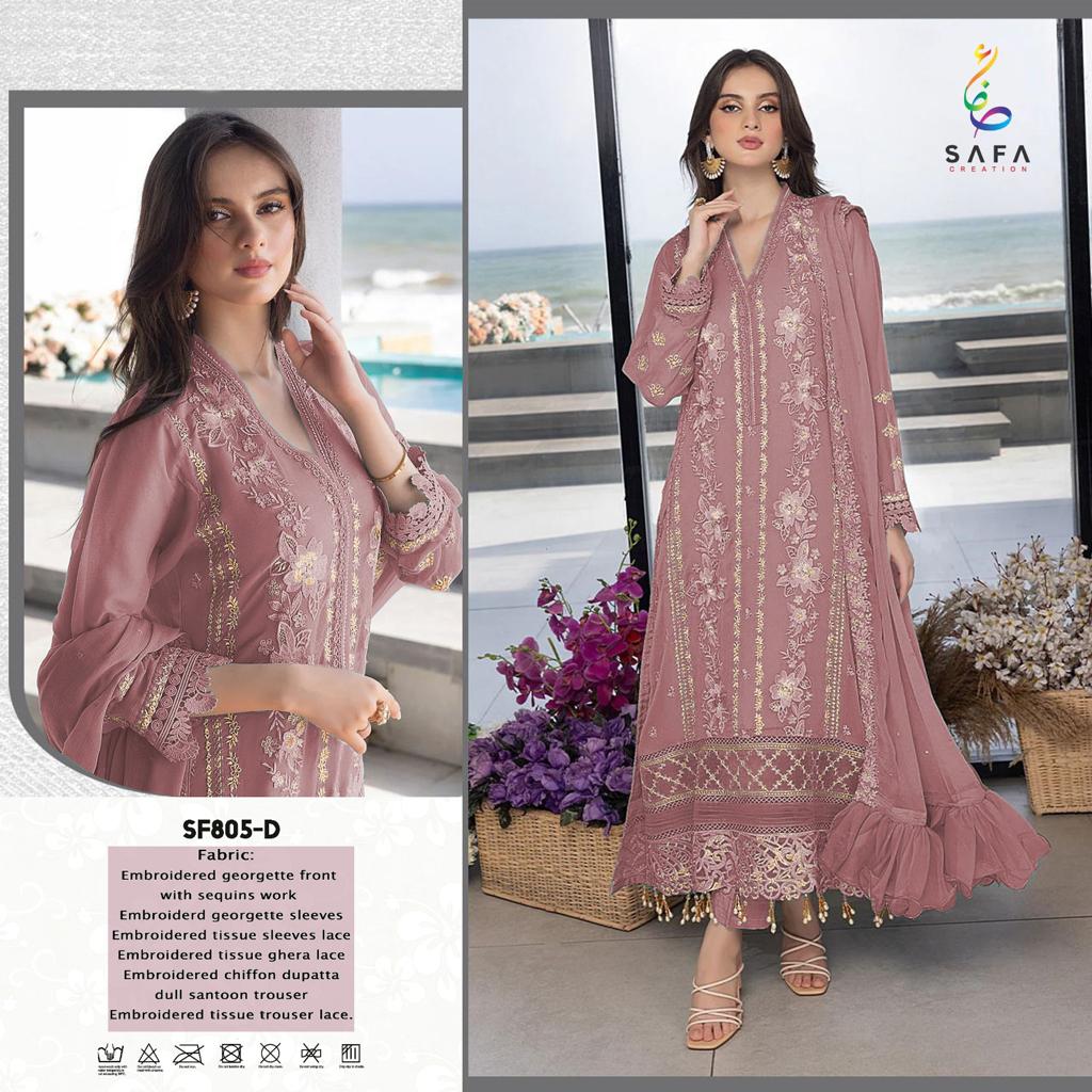 805 Safa Creation Georgette Pakistani Salwar Suits