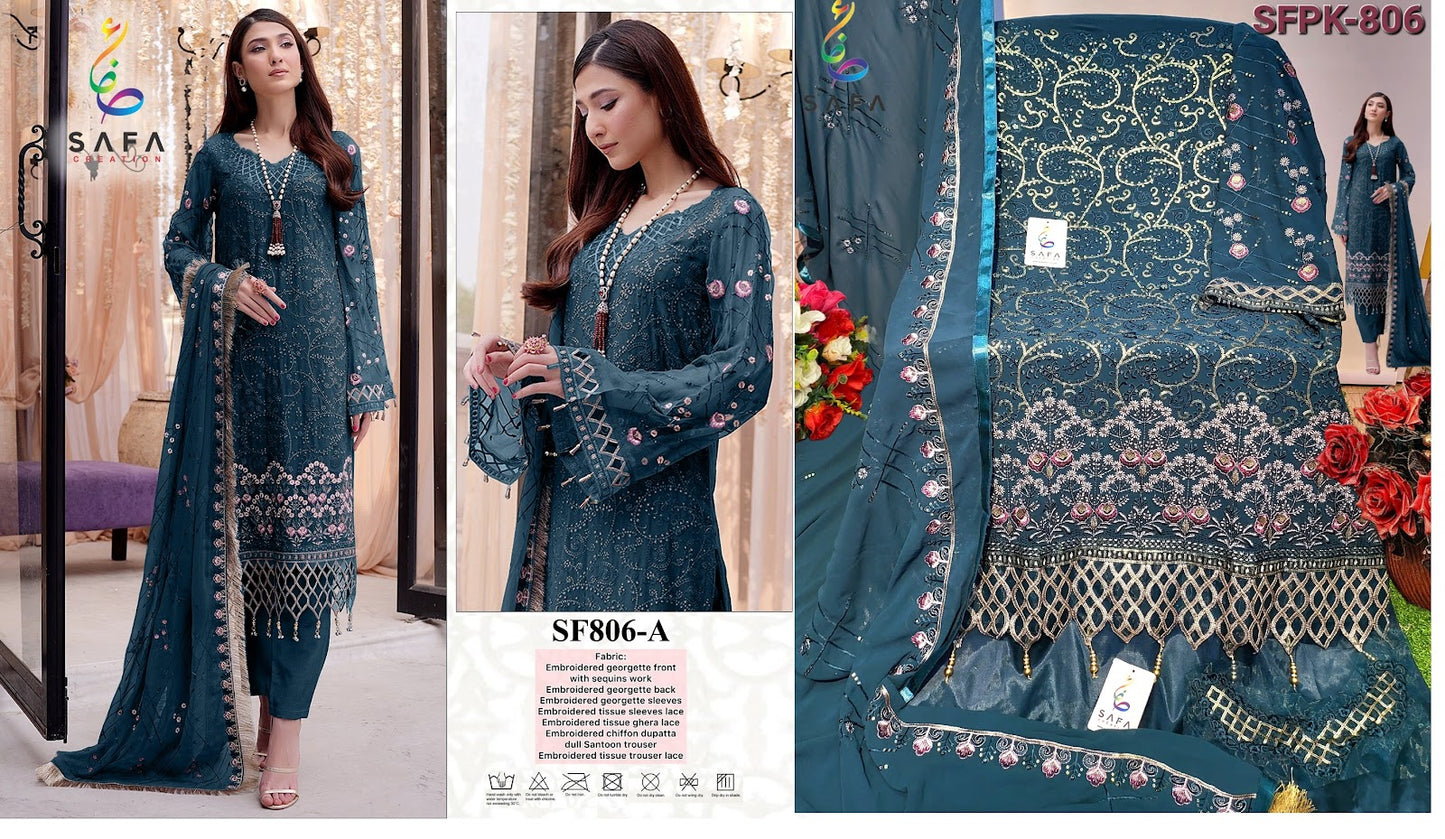 806 Safa Creation Georgette Pakistani Salwar Suits