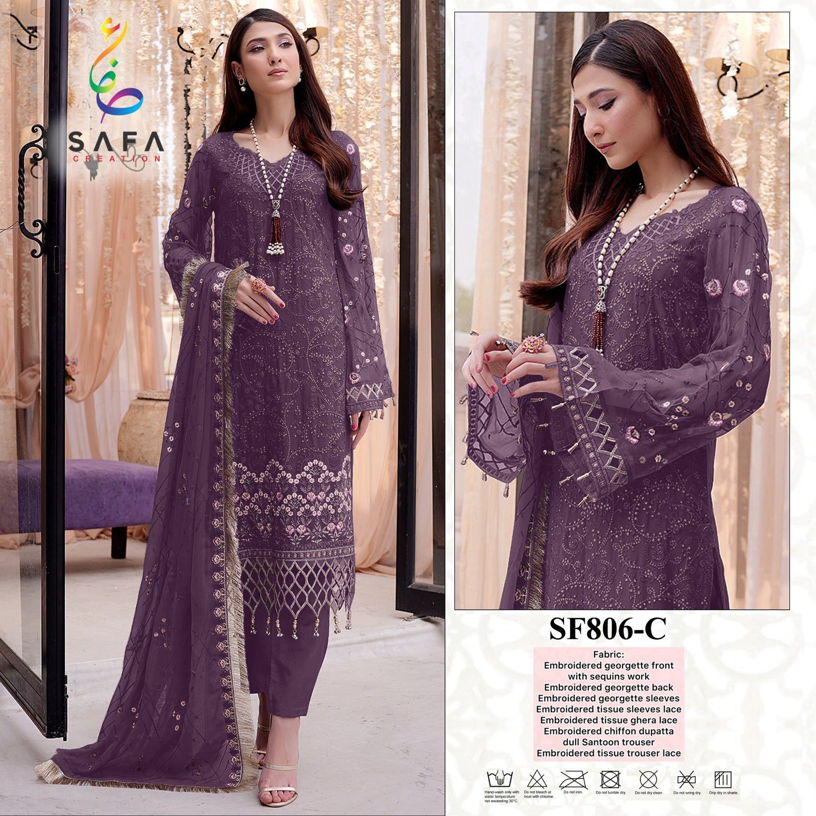 806 Safa Creation Georgette Pakistani Salwar Suits