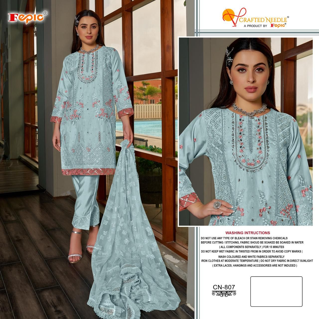 807 Crafted Needle Organza Pakistani Readymade Suits