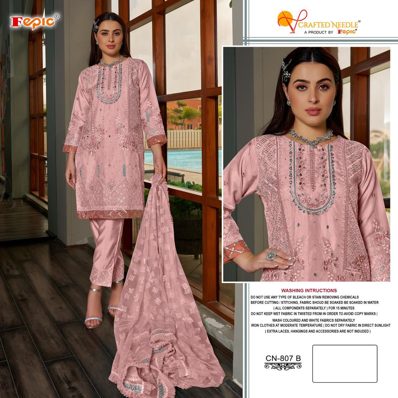 807 Crafted Needle Organza Pakistani Readymade Suits