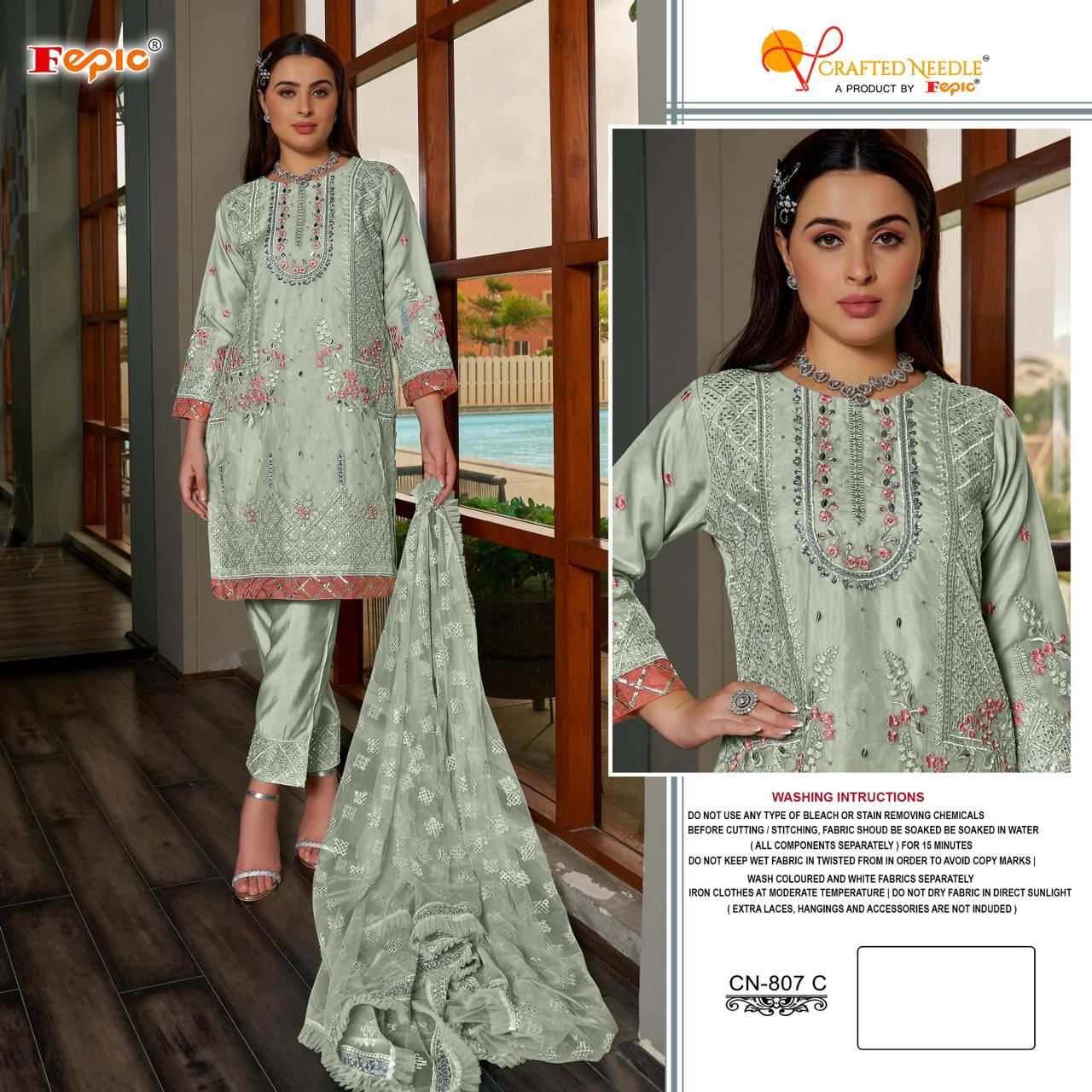 807 Crafted Needle Organza Pakistani Readymade Suits