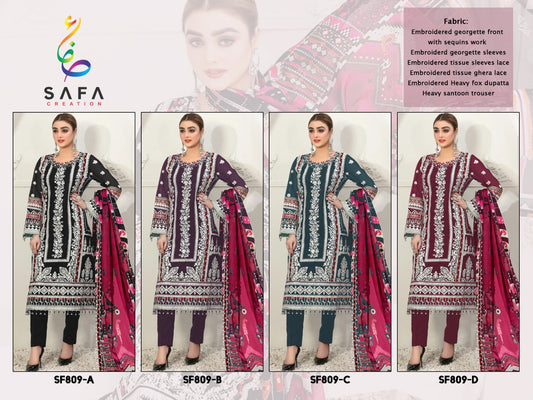 809 Safa Creation Georgette Pakistani Salwar Suits