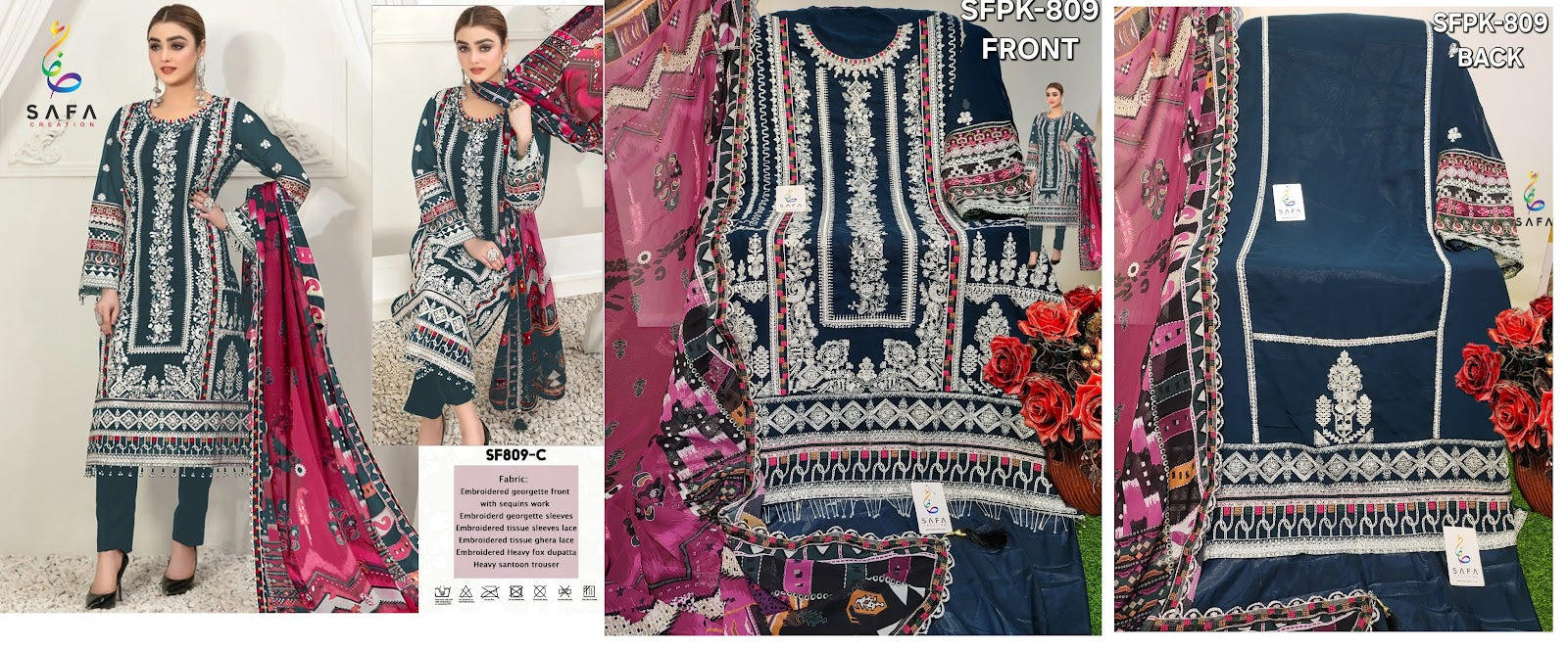 809 Safa Creation Georgette Pakistani Salwar Suits