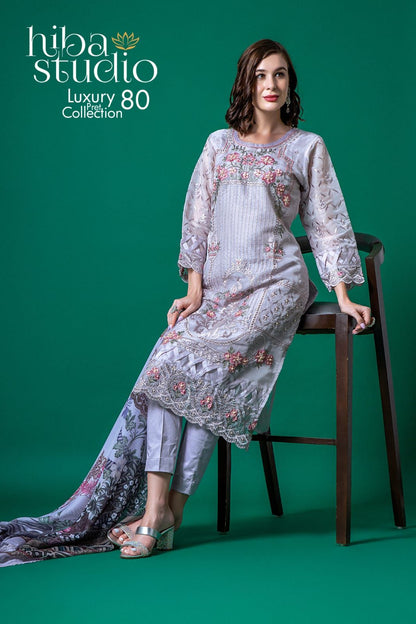 80 Hiba Studio Organza Pakistani Readymade Suits