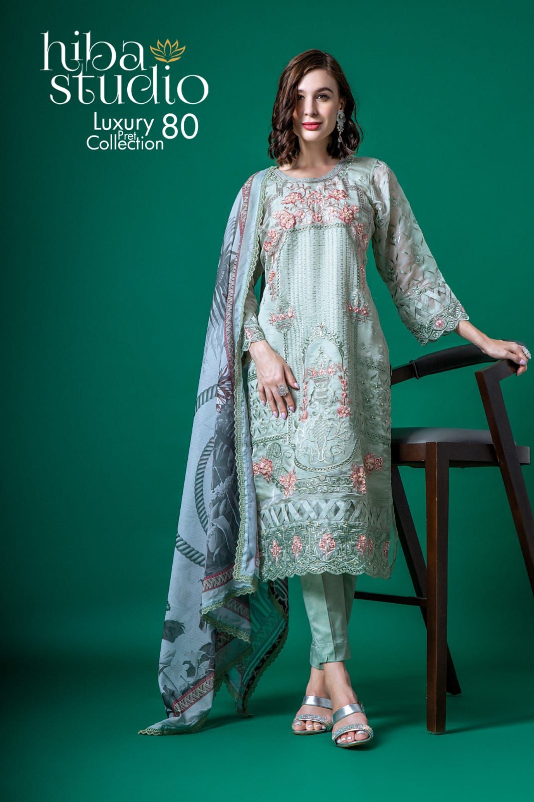 80 Hiba Studio Organza Pakistani Readymade Suits