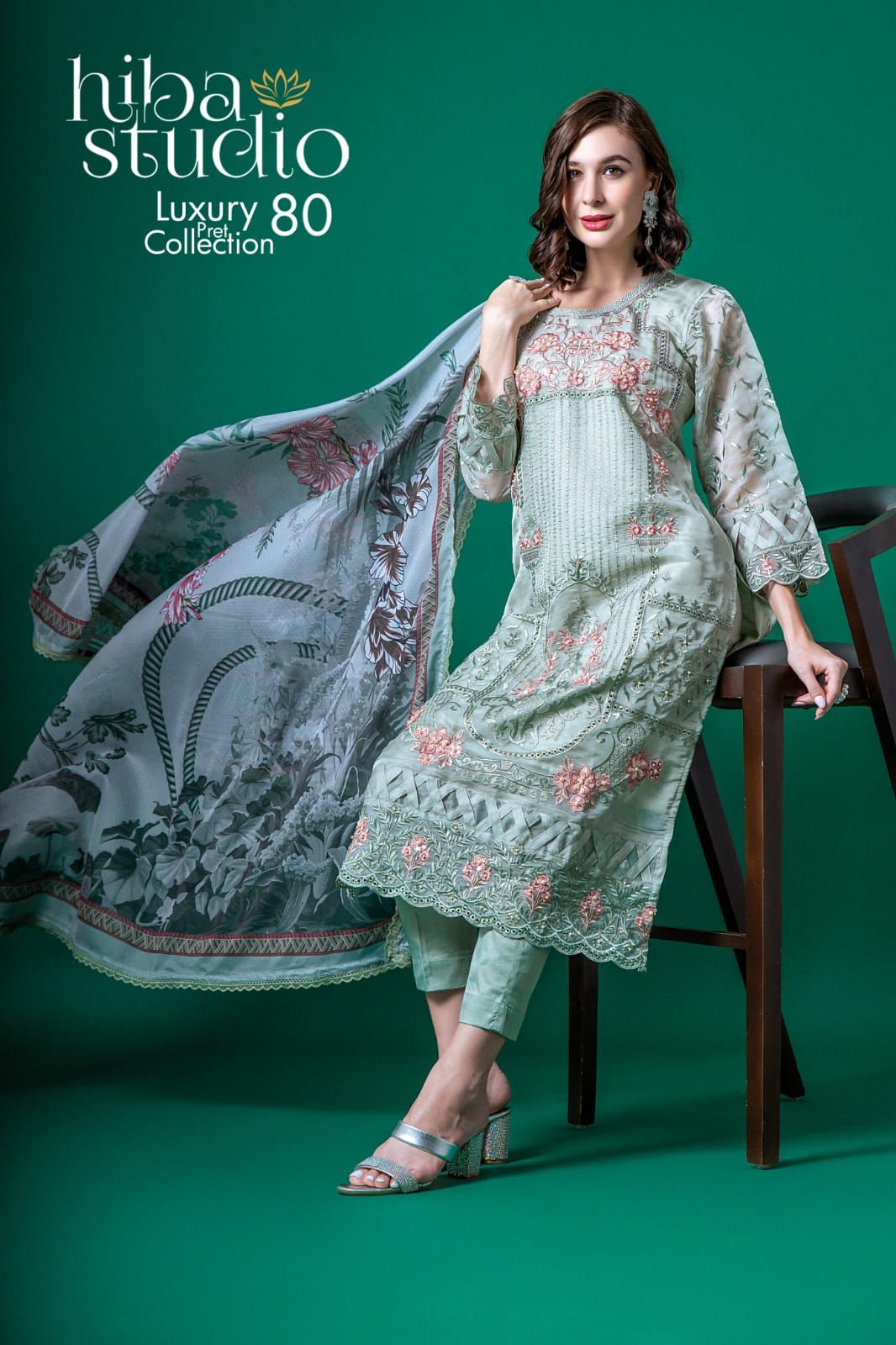 80 Hiba Studio Organza Pakistani Readymade Suits