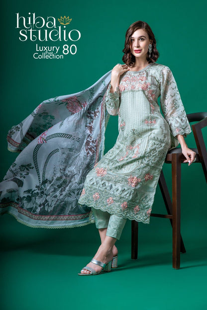 80 Hiba Studio Organza Pakistani Readymade Suits