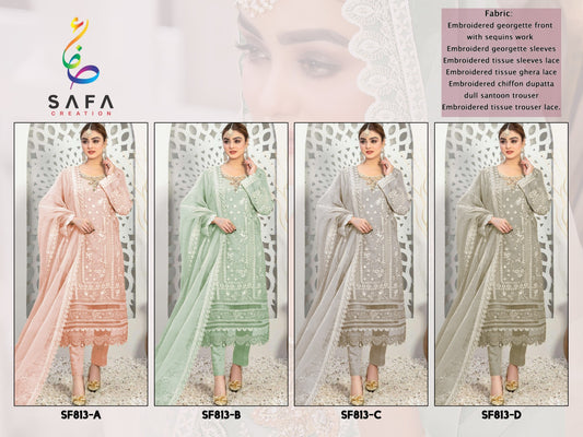 813 Safa Creation Georgette Pakistani Salwar Suits