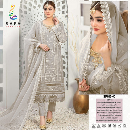 813 Safa Creation Georgette Pakistani Salwar Suits