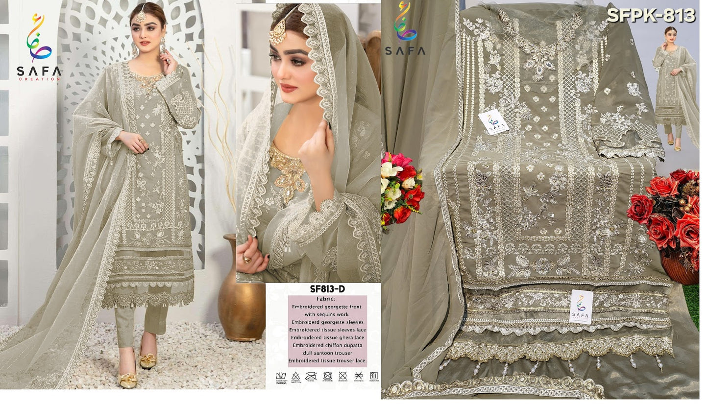 813 Safa Creation Georgette Pakistani Salwar Suits