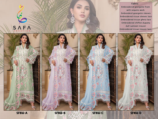 816 Safa Creation Georgette Pakistani Salwar Suits