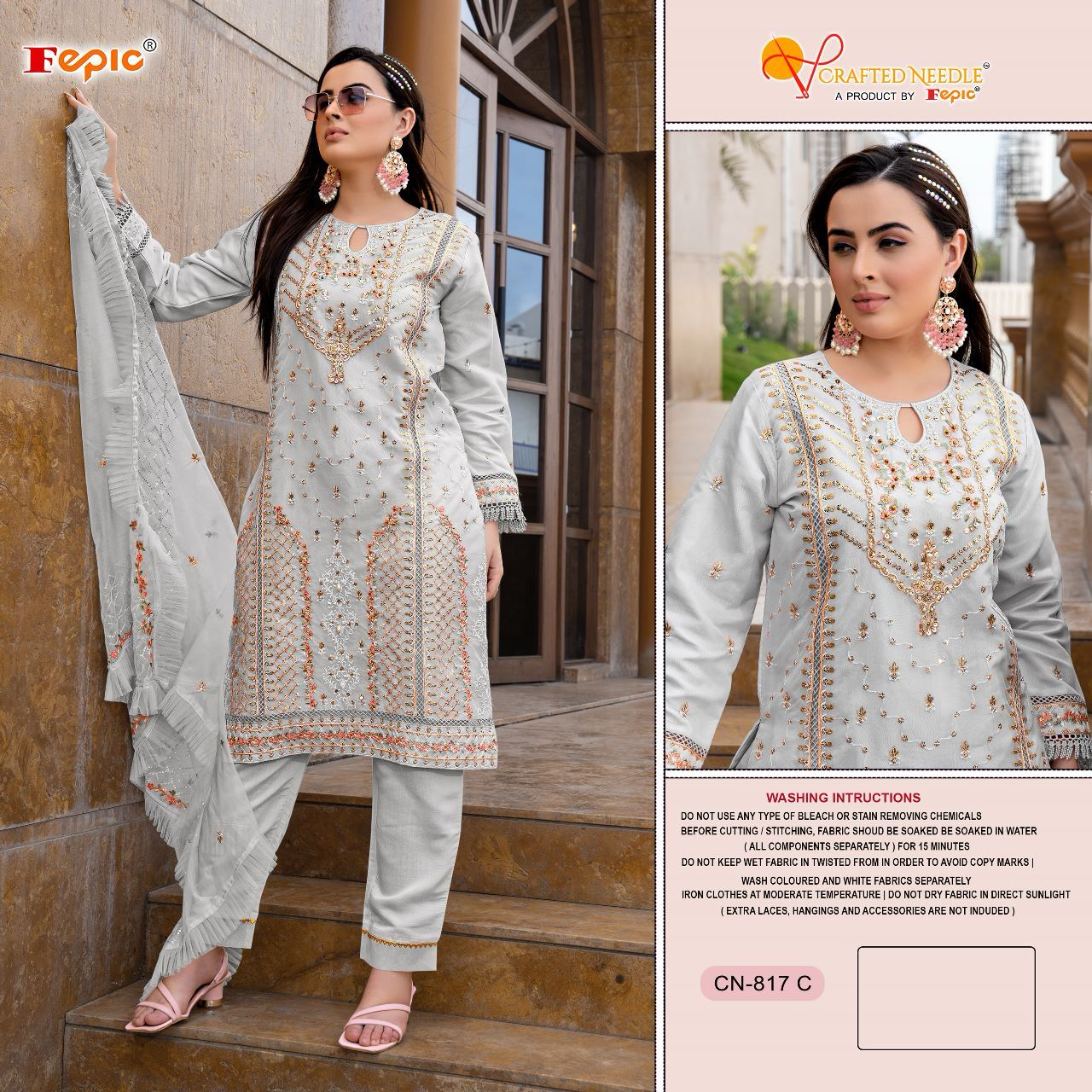 817 Crafted Needle Organza Pakistani Readymade Suits