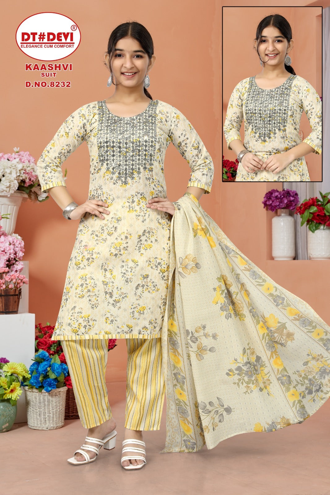 8232-Kaashvi Dt Devi Cotton  Readymade Pant Style Suits