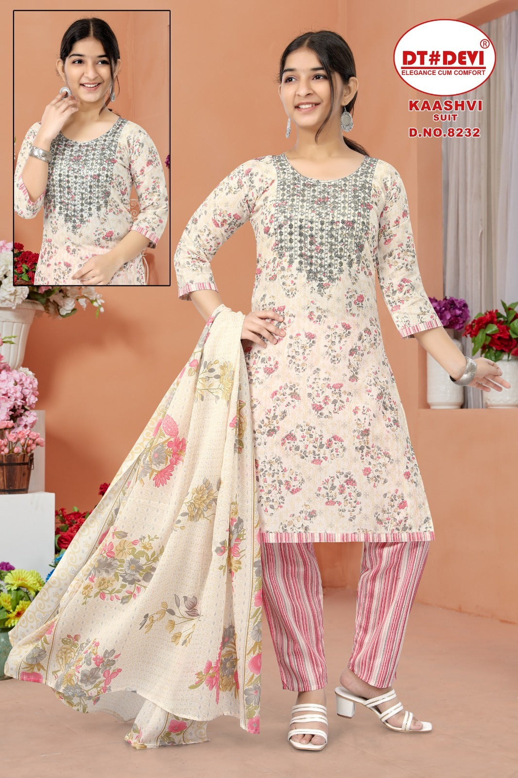 8232-Kaashvi Dt Devi Cotton  Readymade Pant Style Suits