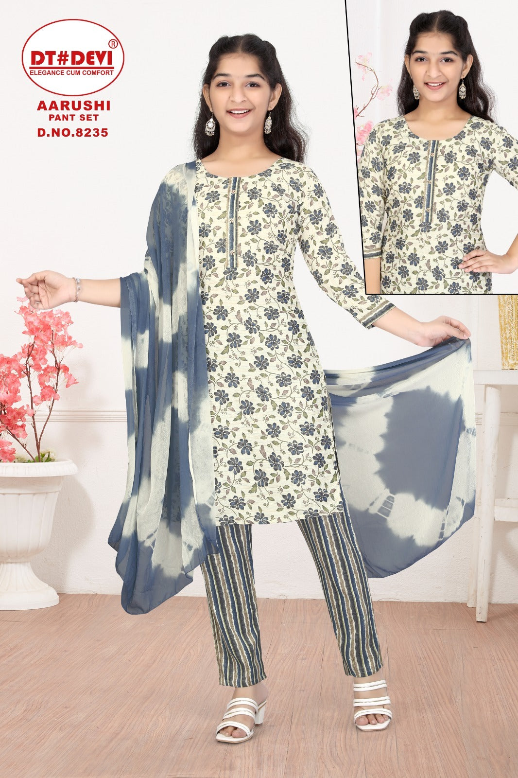 8235-Aarushi Dt Devi Rayon Readymade Pant Style Suits