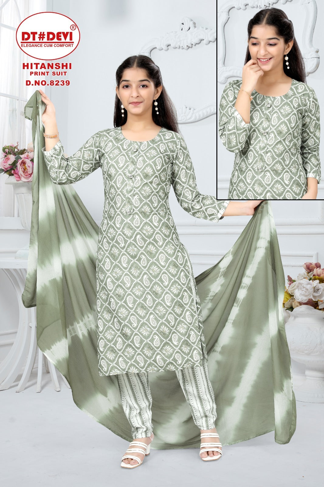 8239-Hitanshi Dt Devi Cotton  Readymade Pant Style Suits