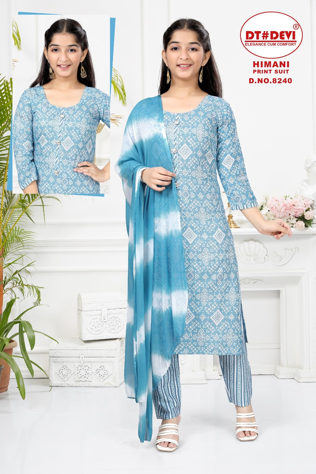 8240-Himani Dt Devi Rayon  Readymade Pant Style Suits