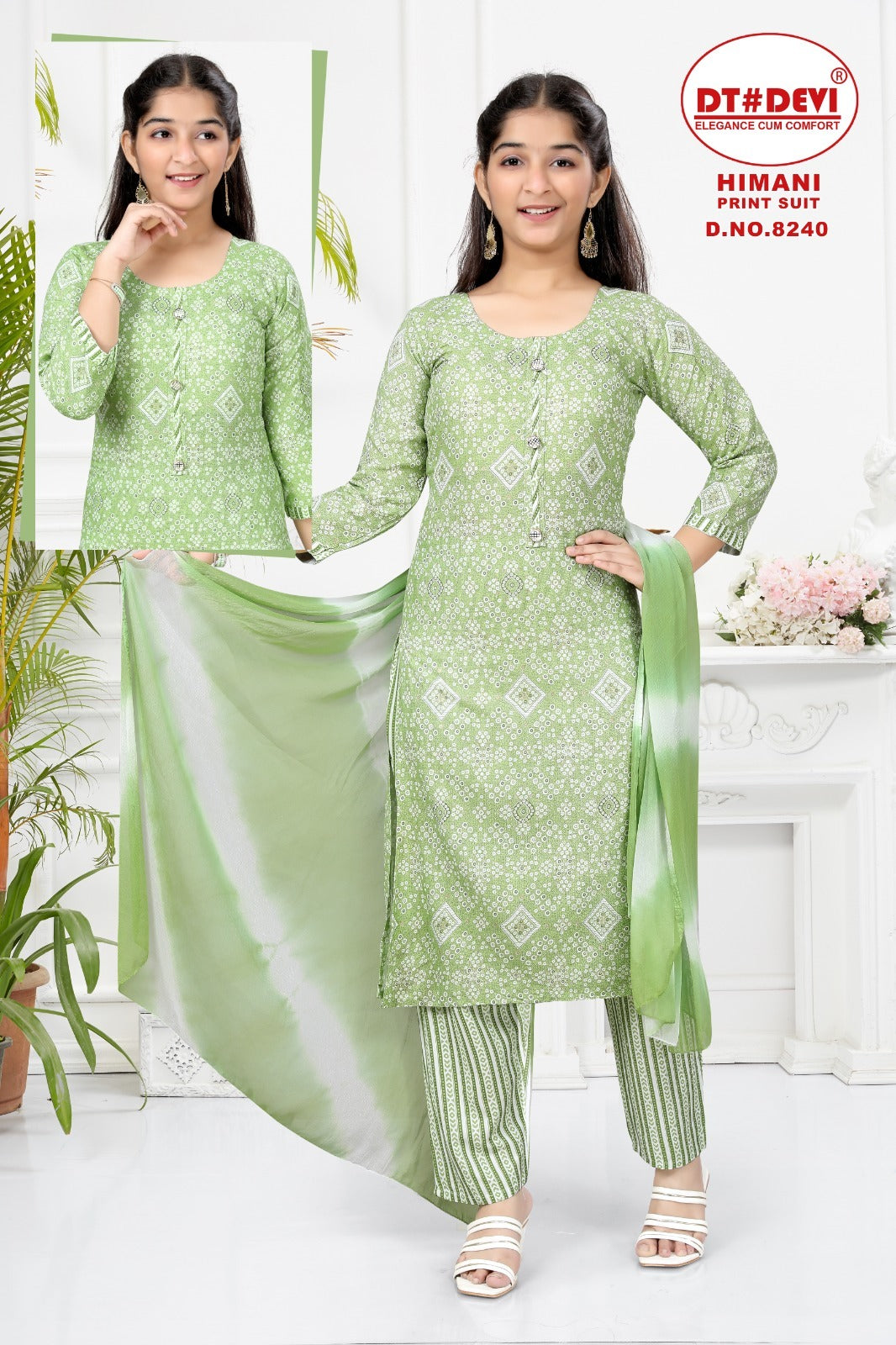 8240-Himani Dt Devi Rayon  Readymade Pant Style Suits